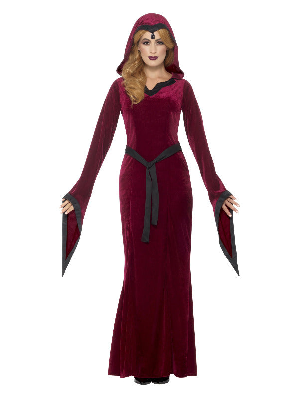 Medieval Vampiress Costume Red Hooded Dress and Belt 1