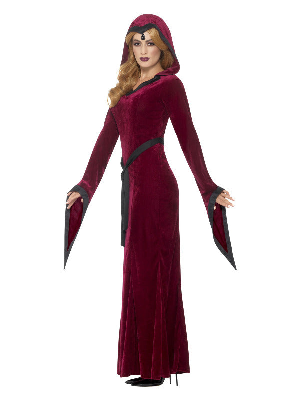 Medieval Vampiress Costume Red Hooded Dress and Belt 2