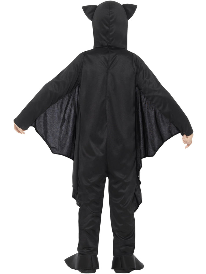 Bat Skeleton Costume Kids Black White Bodysuit with Attached Wings 3