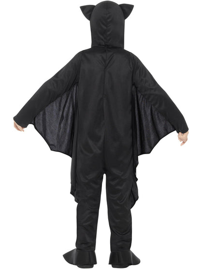 Bat Skeleton Costume Kids Black White Bodysuit with Attached Wings 3