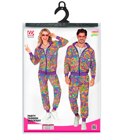 Neon Flower Power Hippie Party Fashion Tracksuit  Jacket, Pants 