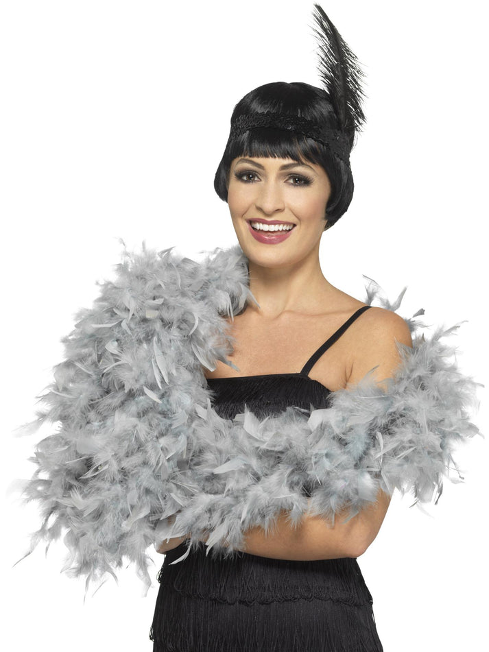 Deluxe Boa Silver 180cm 80g Adult Costume Accessory