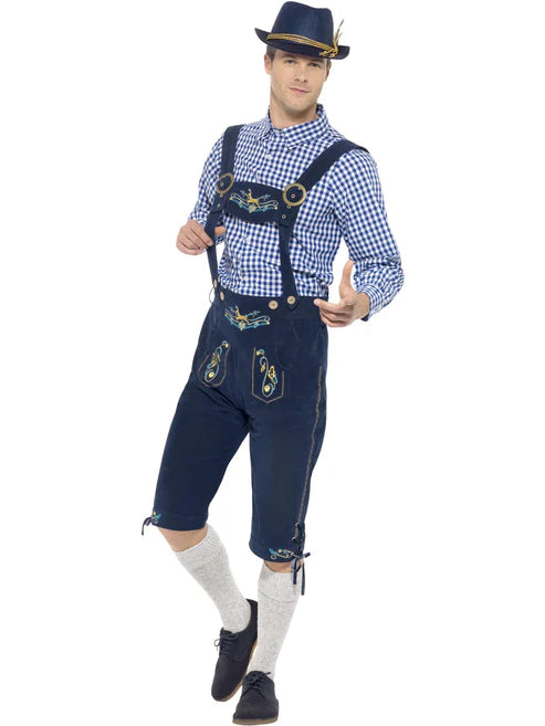 Traditional Rutger Bavarian Costume Deluxe Adult Blue Lederhosen Shirt