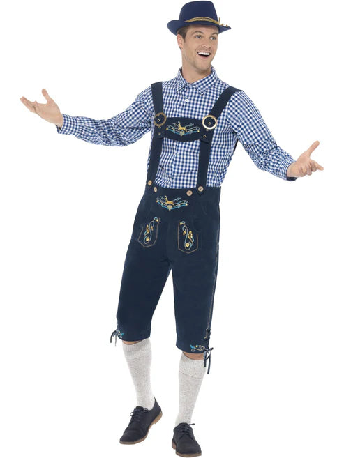 Traditional Rutger Bavarian Costume Deluxe Adult Blue Lederhosen Shirt 1