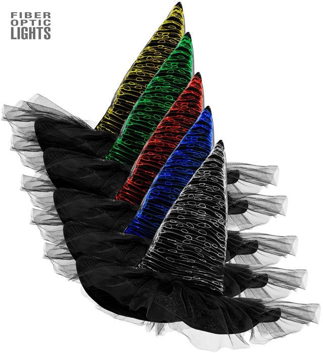 Light-Up Fiberoptic Witch Hat 5 Colors Ass. 