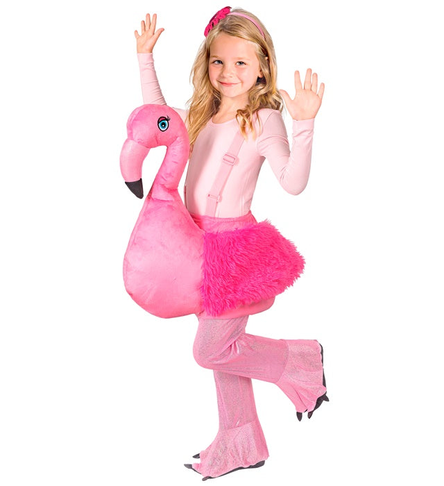 Flamingo  Ride-On Costume With Adjustable Braces, Headpiece 