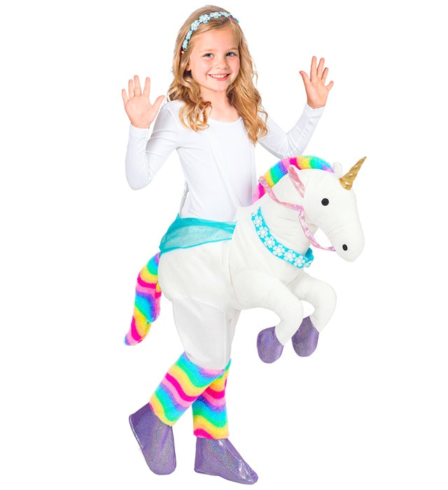 Unicorn  Ride-On Costume With Adjustable Braces, Headband 