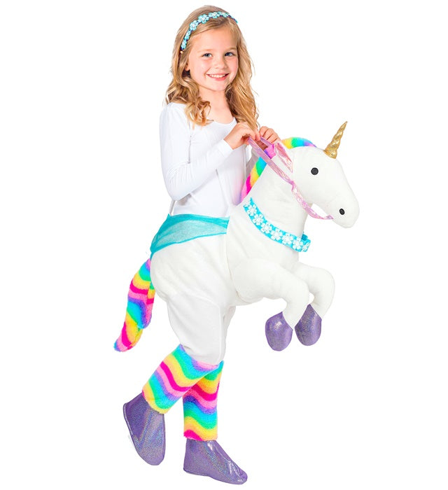 Unicorn  Ride-On Costume With Adjustable Braces, Headband 