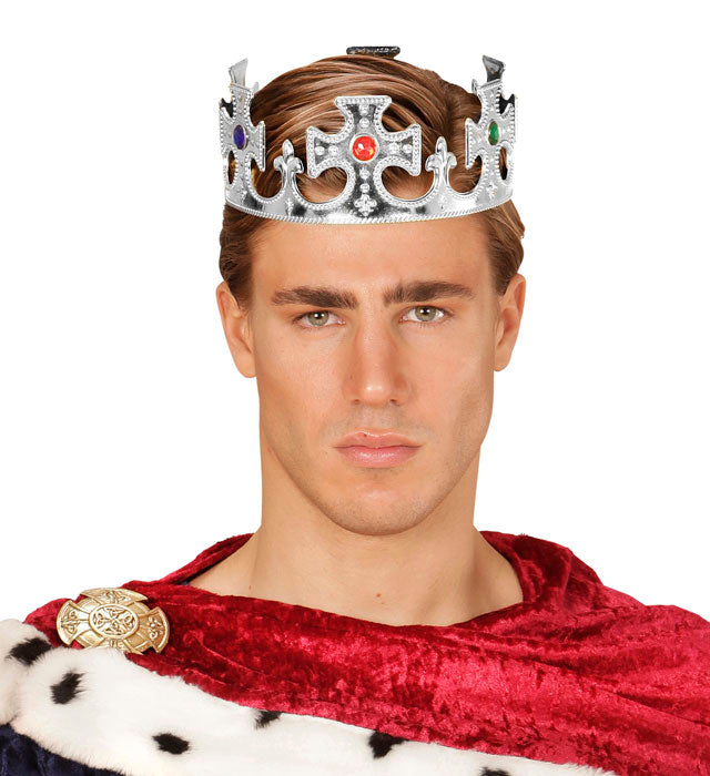 Silver King Crown With Gems