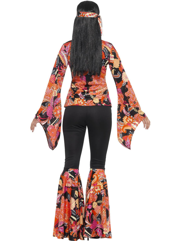 60s Willow The Hippie Costume Multi Coloured Top Trousers Headscarf and Medallion 3