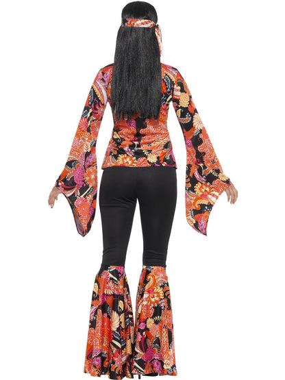 60s Willow The Hippie Costume Multi Coloured Top Trousers Headscarf and Medallion 3