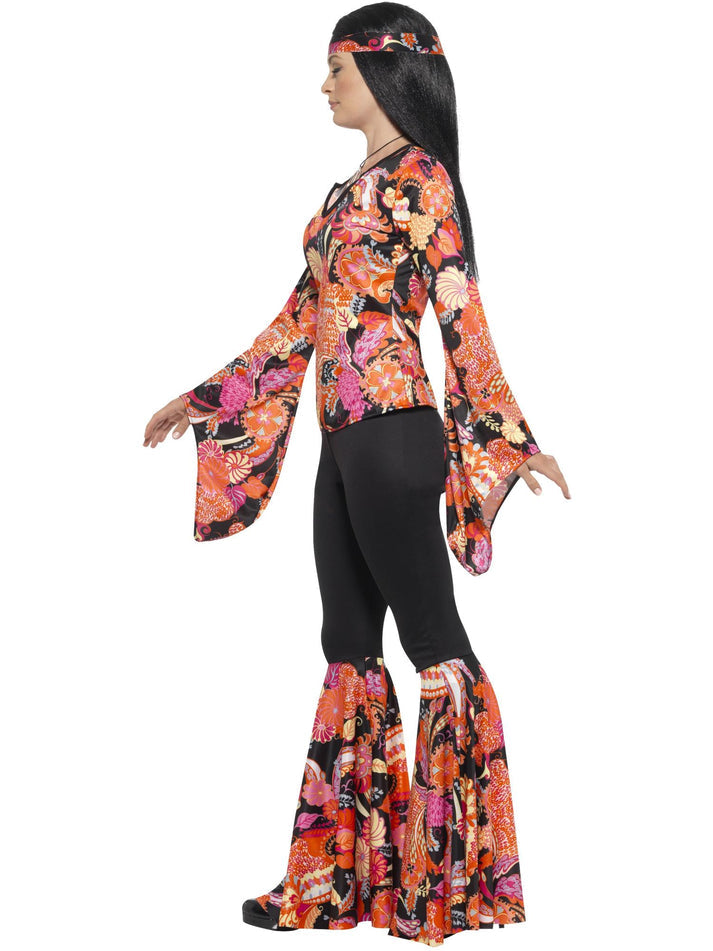 60s Willow The Hippie Costume Multi Coloured Top Trousers Headscarf and Medallion 2