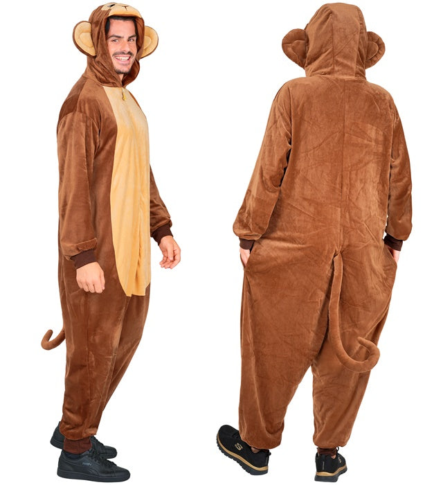 Plush Onesie Monkey  Hooded Jumpsuit 