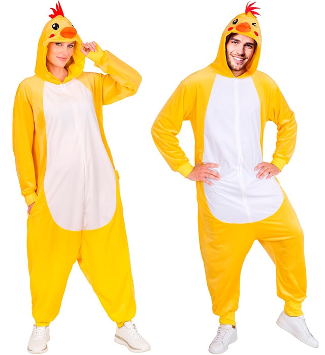 Plush Onesie Chick  Hooded Jumpsuit 