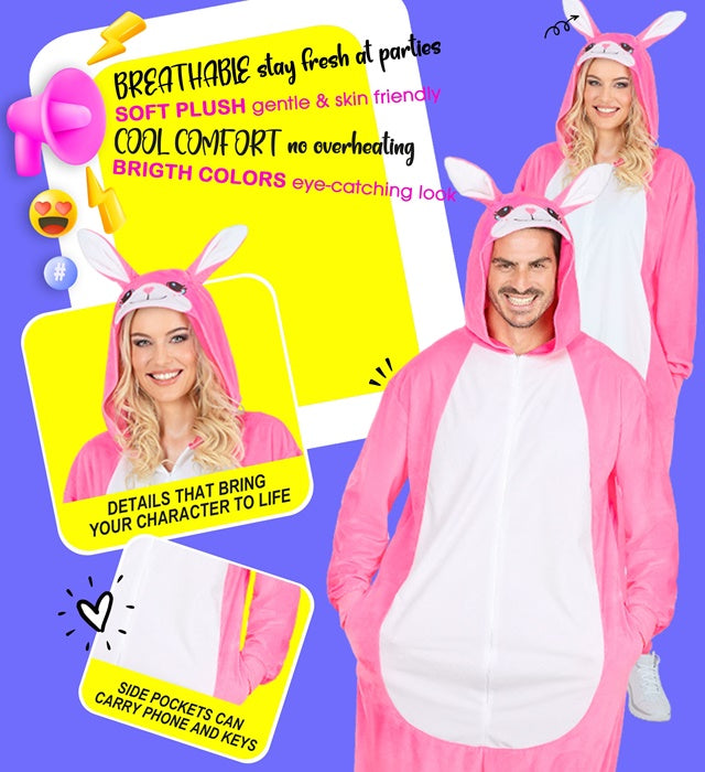Plush Onesie Bunny  Hooded Jumpsuit 
