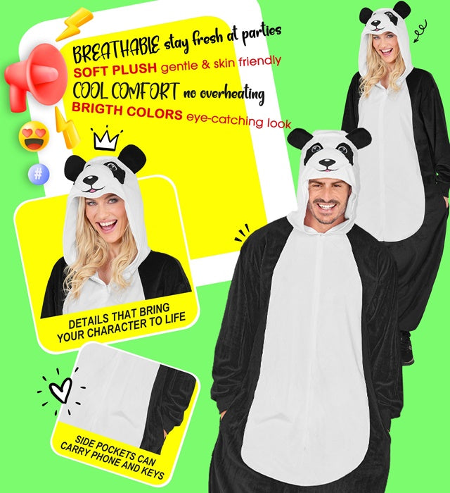 Plush Onesie Panda  Hooded Jumpsuit 