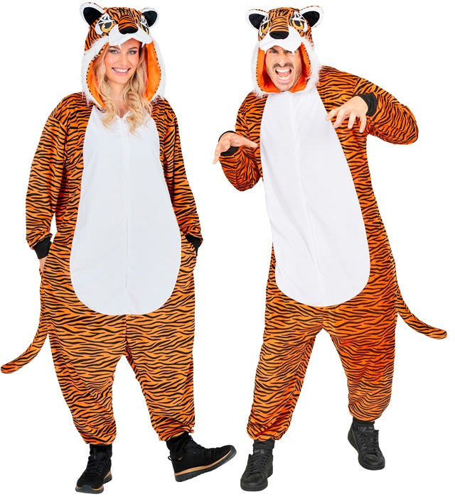 Plush Onesie Tiger  Hooded Jumpsuit 