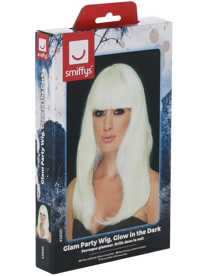 Glam Party Wig Adult Glow In The Dark Long Halloween Accessory
