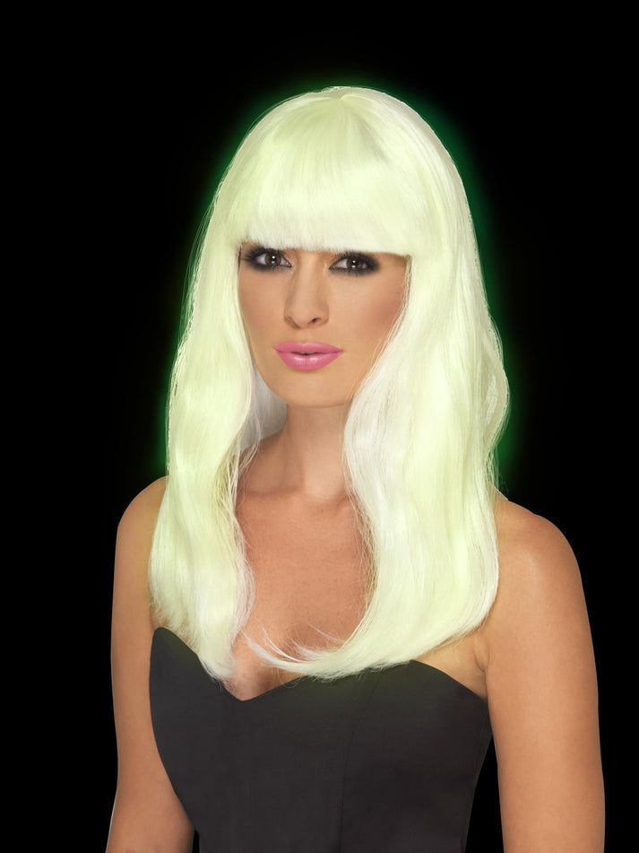 Glam Party Wig Adult Glow In The Dark Long Halloween Accessory 1