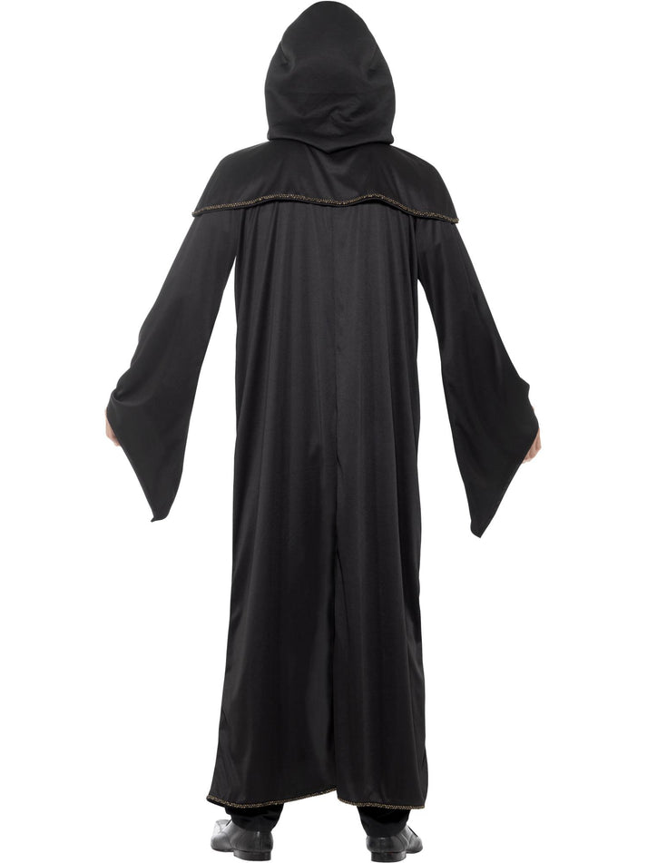 Wizard Cloak Black Hooded Sorcerer Adult Costume Robe 3