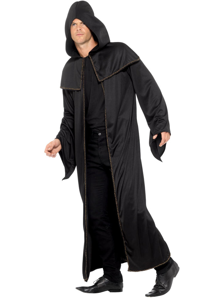 Wizard Cloak Adult Black Hooded Sorcerer Costume Accessory