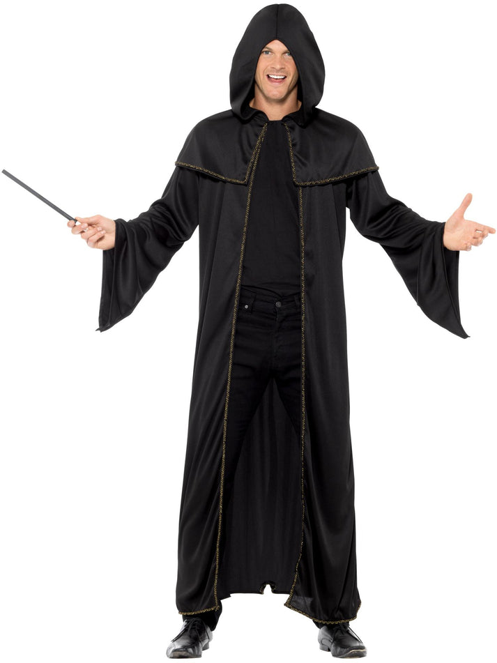 Wizard Cloak Adult Black Hooded Sorcerer Costume Accessory