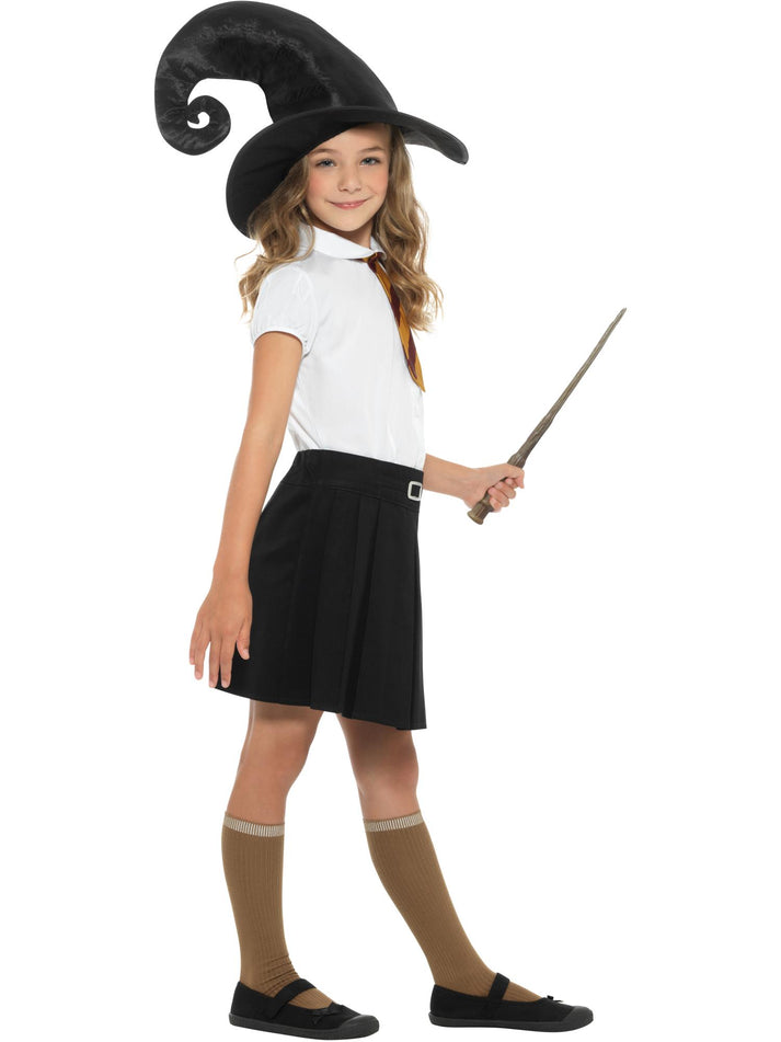 Wizard Kit Kids Black Hat Yellow and Gold Tie 34cm Wand Instant Costume