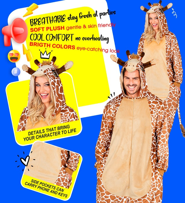 Plush Onesie Giraffe  Hooded Jumpsuit 