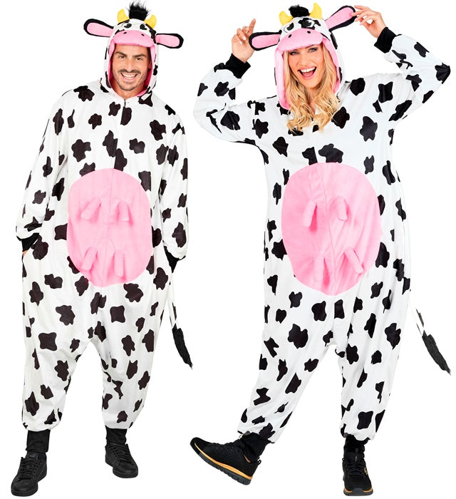 Plush Onesie Cow  Hooded Jumpsuit 