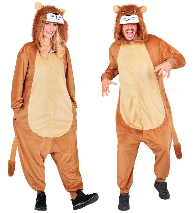 Plush Onesie Lion  Hooded Jumpsuit 