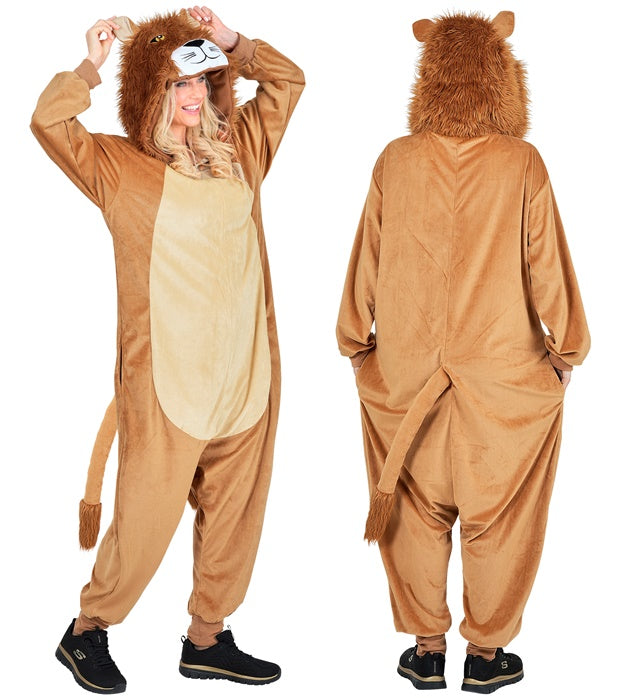 Plush Onesie Lion  Hooded Jumpsuit 