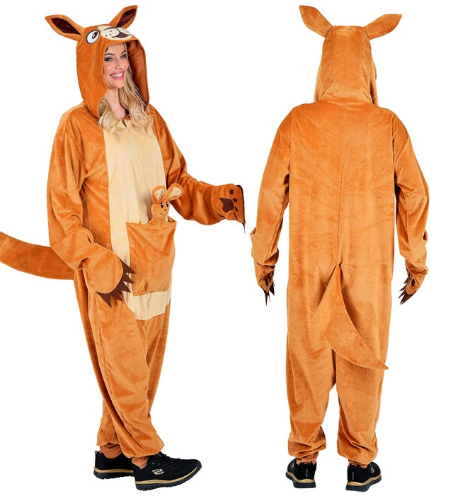 Plush Onesie Kangaroo  Hooded Jumpsuit, Baby Kangaroo 