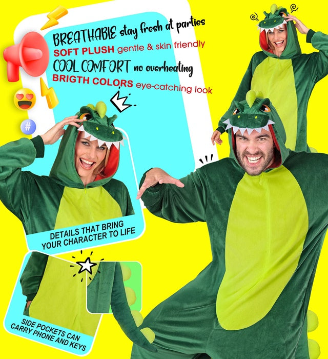 Plush Onesie Dinosaur  Hooded Jumpsuit 