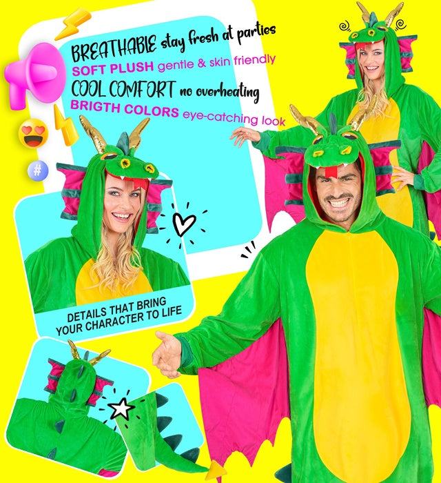 Plush Onesie Dragon  Hooded Jumpsuit 