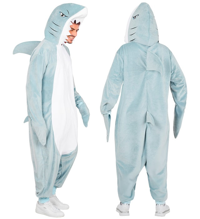 Plush Onesie Shark  Hooded Jumpsuit 