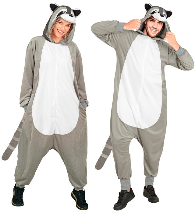 Plush Onesie Racoon  Hooded Jumpsuit 