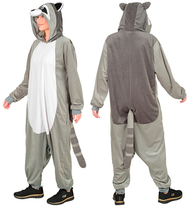 Plush Onesie Racoon  Hooded Jumpsuit 