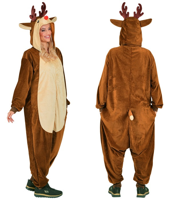 Plush Onesie Reindeer  Hooded Jumpsuit 