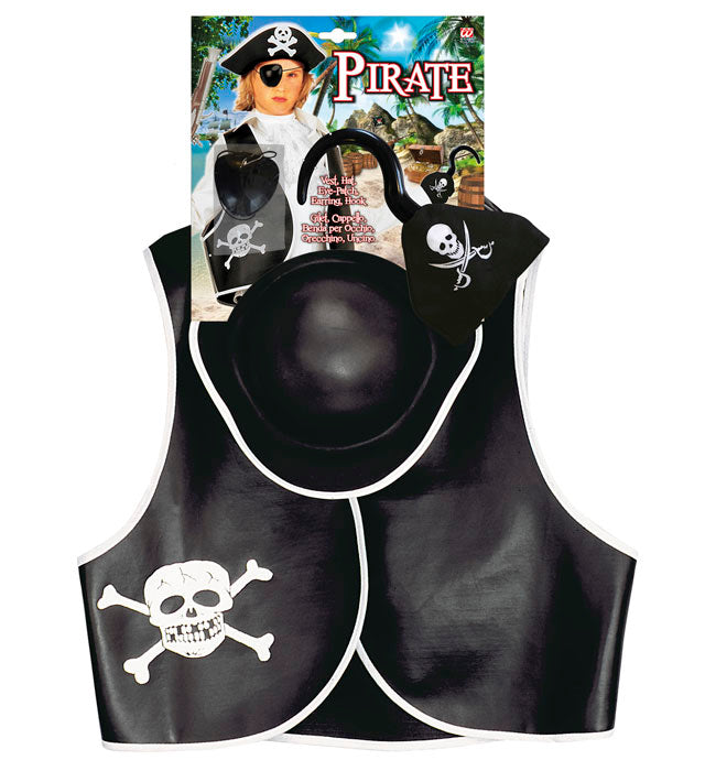 Pirate Dress-Up Set  Vest, Hat, Eye-Patch, Earring, Hook 
