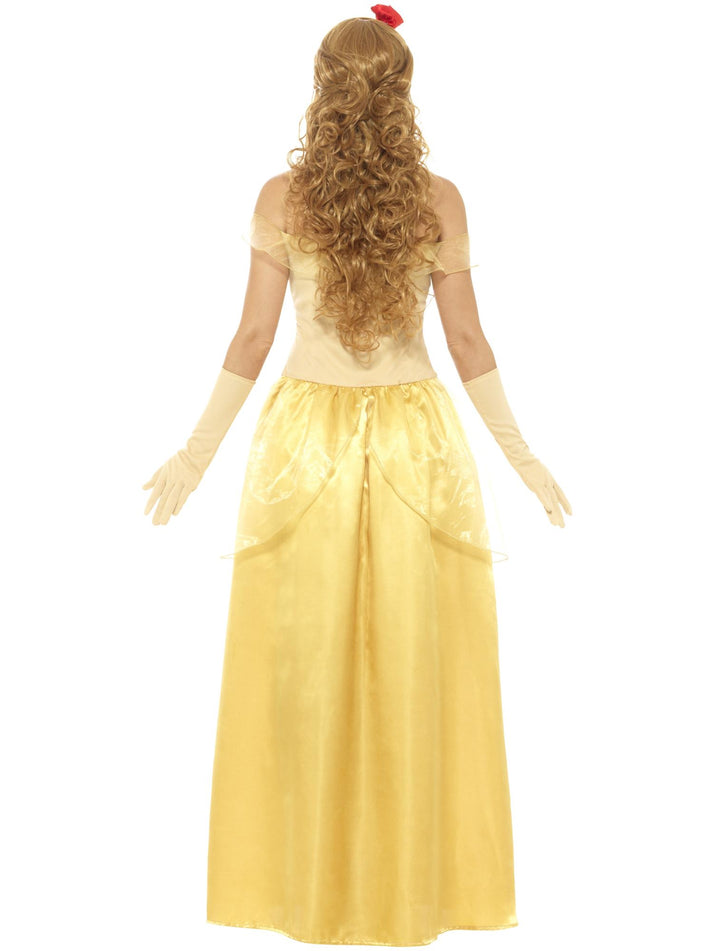Golden Princess Costume Adult Long Gold Dress Gloves and Headband 3