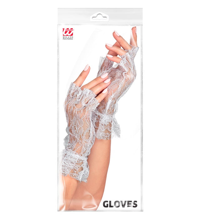 White Fingerless Lace Gloves
