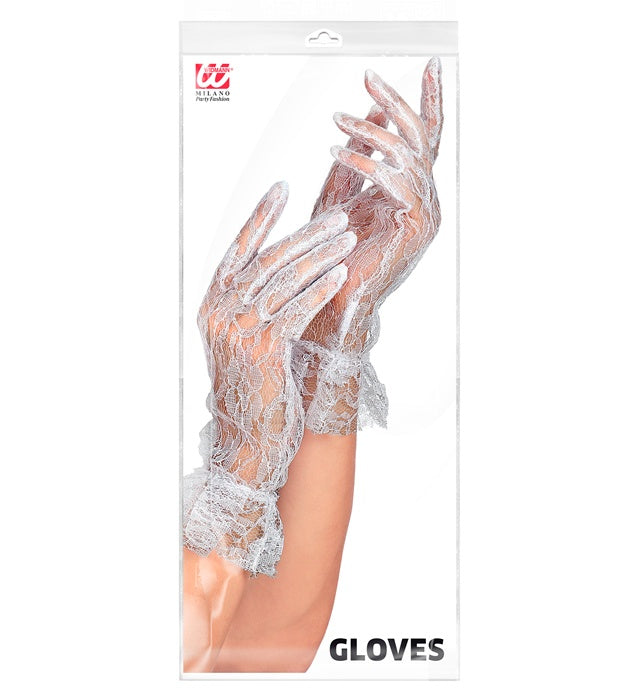 White Lace Gloves 25 Cm