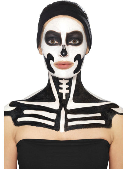 Skeleton Liquid Latex Kit Adult Make Up Pots 2 Sponge Applicators 5