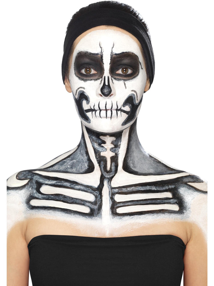 Skeleton Liquid Latex Kit Adult Make Up Pots 2 Sponge Applicators 6