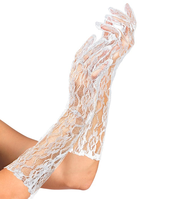 White Lace Gloves 40 Cm