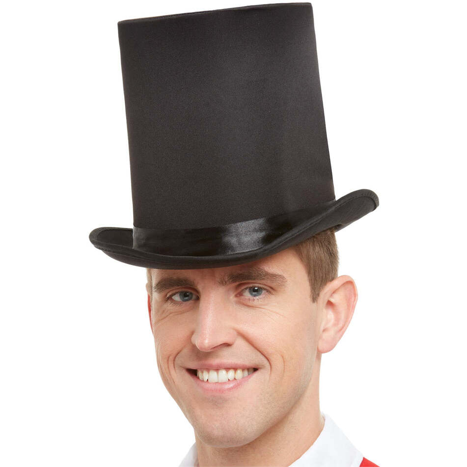 Top Hat Deluxe Black Elastic Inner Rim Adult Costume Accessory 1