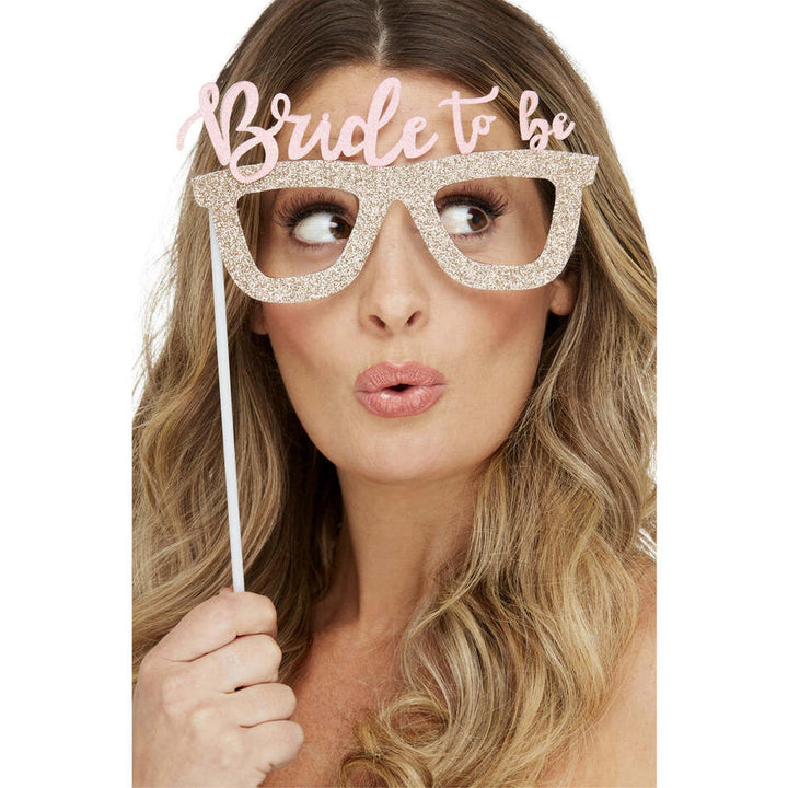 Hen Party Photobooth Kit Gold Coloured 4 Piece Set Bachelorette Party Accessory 1