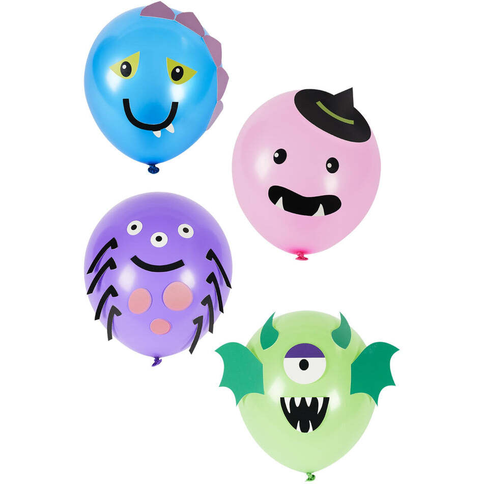 Monster Tableware Party Balloons X8 250g Halloween Party Accessory 1