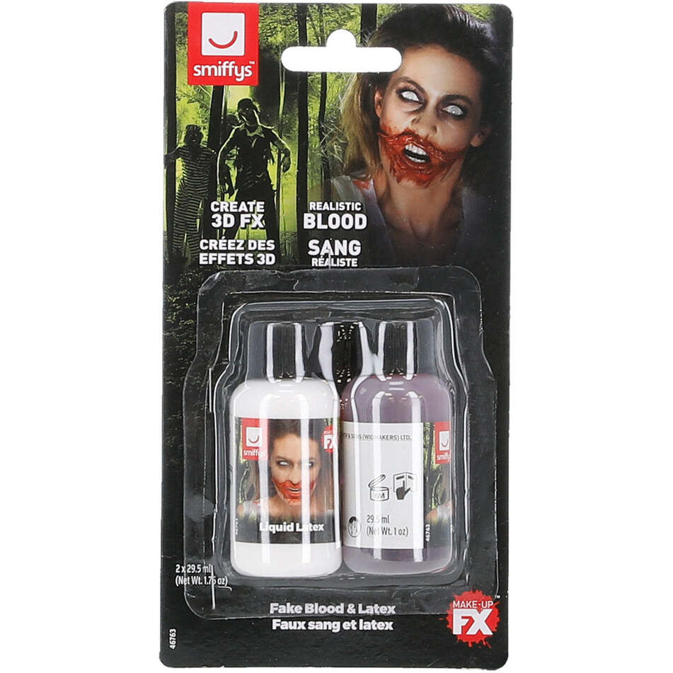 Fake Blood and Latex Kit 2 1oz Bottles SFX Make Up 1
