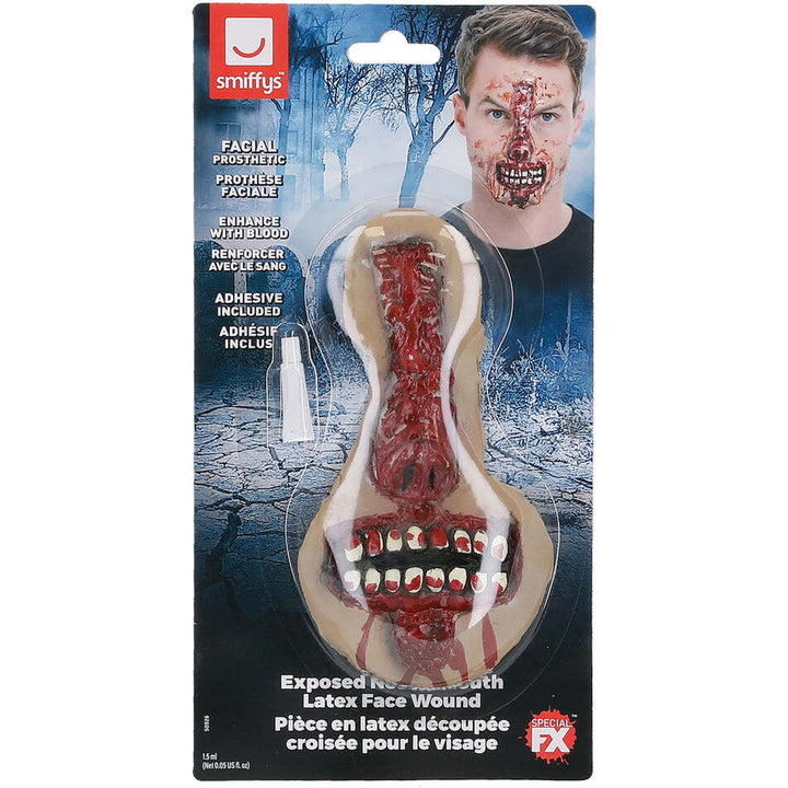 Exposed Nose and Mouth Red Latex Face Wound FX Make Up 1